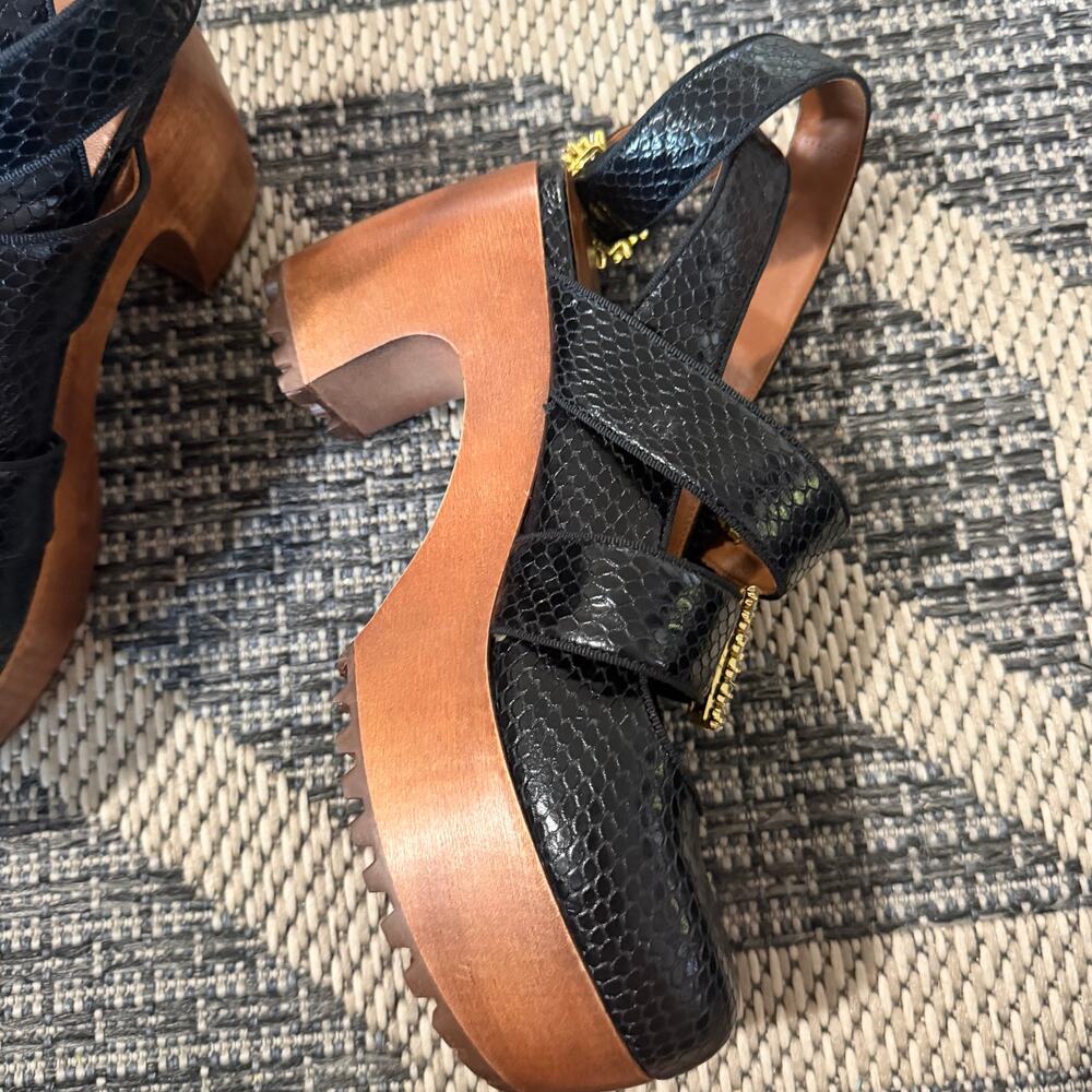 AUTUMN ADEIGBO TRIPLE STRAP CLOG - BLACK SNAKE EMBOSSED Sz EU40 - Picture 8 of 9